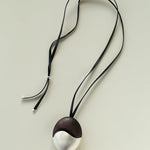 Artisan Black Ebony & Brushed Metal Long Necklace - floysun