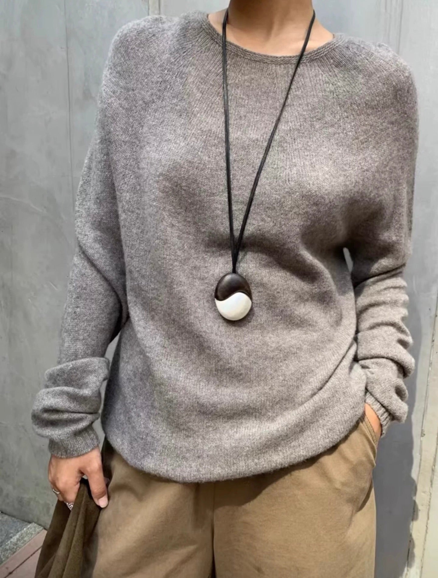 Artisan Black Ebony & Brushed Metal Long Necklace - floysun