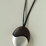Artisan Black Ebony & Brushed Metal Long Necklace - floysun