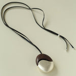Artisan Black Ebony & Brushed Metal Long Necklace - floysun