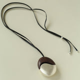 Artisan Black Ebony & Brushed Metal Long Necklace - floysun
