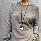 Artisan Black Ebony & Brushed Metal Long Necklace - floysun