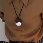 Artisan Black Ebony & Brushed Metal Long Necklace - floysun