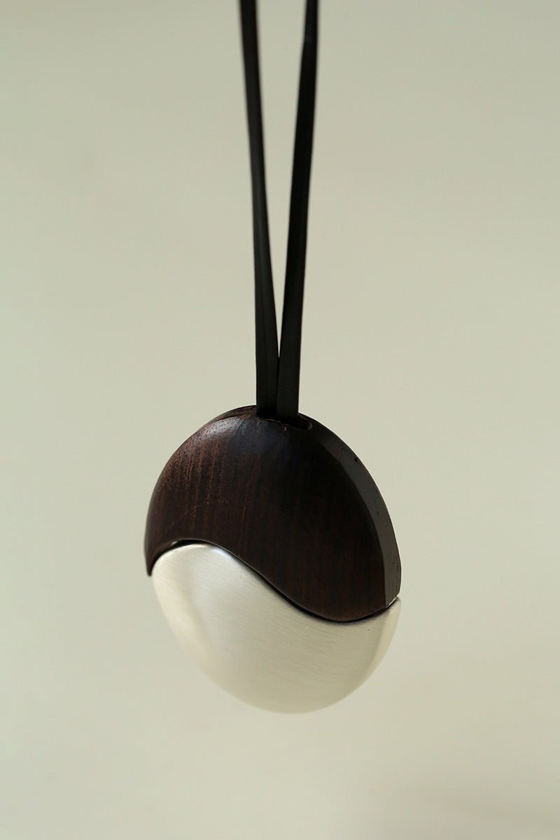 Artisan Black Ebony & Brushed Metal Long Necklace - floysun