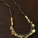 Artisan Hammered Coin Charm Natural Stone Beaded Necklace - floysun