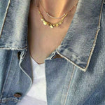 Artisan Hammered Coin Charm Natural Stone Beaded Necklace - floysun
