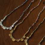 Artisan Hammered Coin Charm Natural Stone Beaded Necklace - floysun