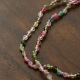 Artisan Hammered Coin Charm Natural Stone Beaded Necklace - floysun