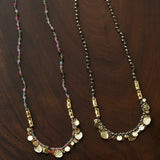 Artisan Hammered Coin Charm Natural Stone Beaded Necklace - floysun