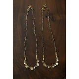 Artisan Hammered Coin Charm Natural Stone Beaded Necklace - floysun