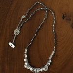 Artisan Hammered Coin Charm Natural Stone Beaded Necklace - floysun