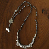 Artisan Hammered Coin Charm Natural Stone Beaded Necklace - floysun