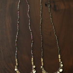 Artisan Hammered Coin Charm Natural Stone Beaded Necklace - floysun