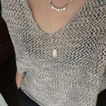Artisan Hammered Coin Charm Natural Stone Beaded Necklace - floysun