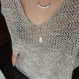 Artisan Hammered Coin Charm Natural Stone Beaded Necklace - floysun