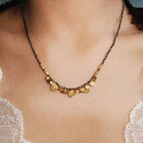 Artisan Hammered Coin Charm Natural Stone Beaded Necklace - floysun