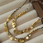 Artisan Hammered Coin Charm Natural Stone Beaded Necklace - floysun