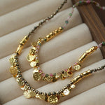 Artisan Hammered Coin Charm Natural Stone Beaded Necklace - floysun