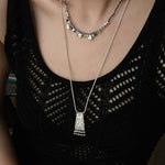 Artisan Hammered Coin Charm Natural Stone Beaded Necklace - floysun