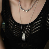 Artisan Hammered Coin Charm Natural Stone Beaded Necklace - floysun