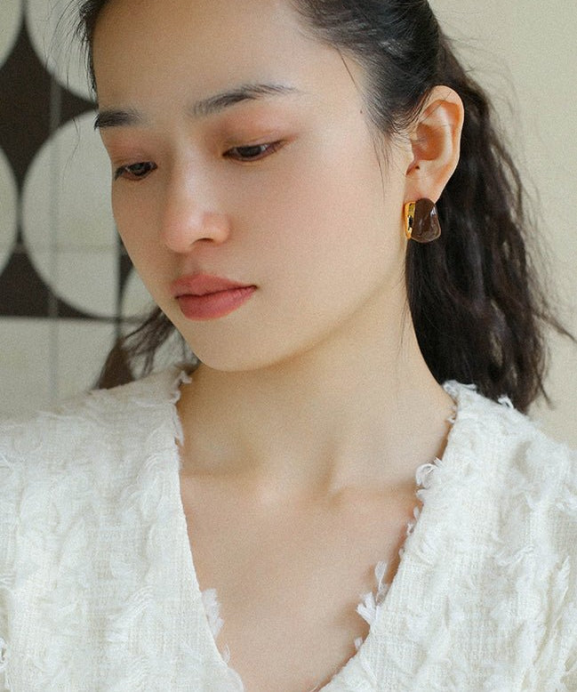 Artisanal Cream Series Enamel Huggie Earrings - floysun