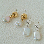 Artistic Irregular Sculpt Metal Baroque Pearl Dangle Earrings - floysun
