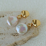 Artistic Irregular Sculpt Metal Baroque Pearl Dangle Earrings - floysun