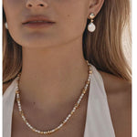 Artistic Irregular Sculpt Metal Baroque Pearl Dangle Earrings - floysun