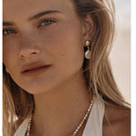 Artistic Irregular Sculpt Metal Baroque Pearl Dangle Earrings - floysun
