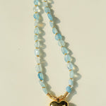 Asymmetric Aquamarine Heart Pendant Necklace - floysun