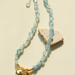 Asymmetric Aquamarine Heart Pendant Necklace - floysun