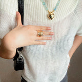 Asymmetric Aquamarine Heart Pendant Necklace - floysun