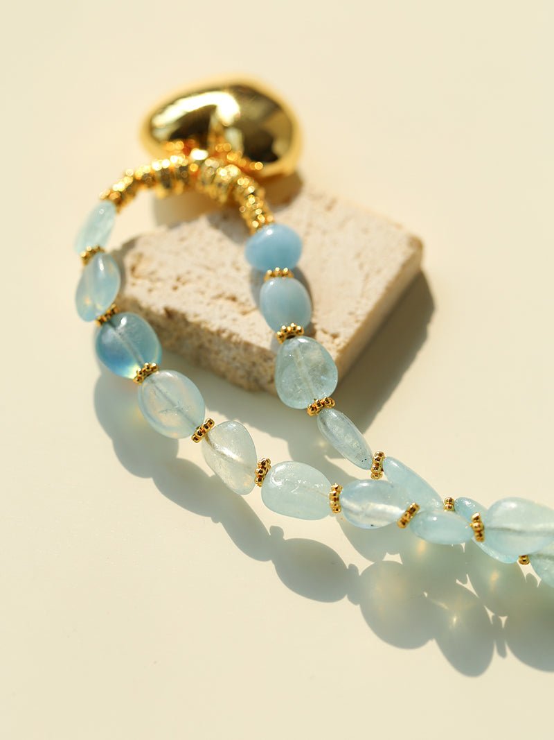 Asymmetric Aquamarine Heart Pendant Necklace - floysun