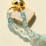 Asymmetric Aquamarine Heart Pendant Necklace - floysun