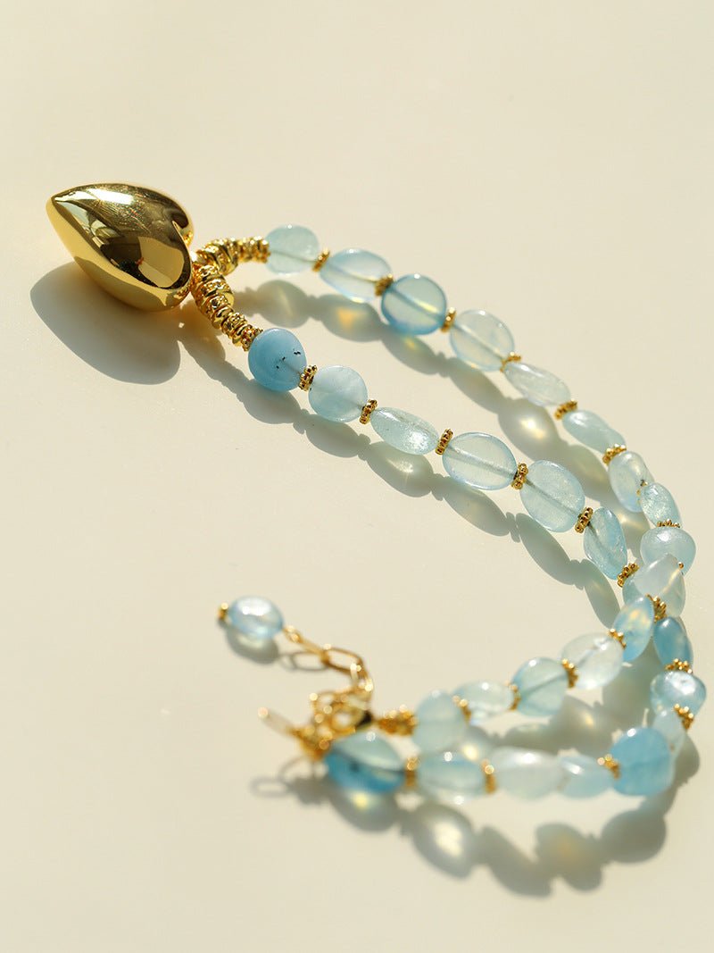 Asymmetric Aquamarine Heart Pendant Necklace - floysun