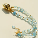 Asymmetric Aquamarine Heart Pendant Necklace - floysun