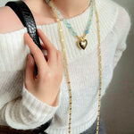 Asymmetric Aquamarine Heart Pendant Necklace - floysun