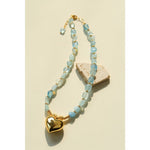 Asymmetric Aquamarine Heart Pendant Necklace - floysun