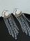 Asymmetric Polished Silver Leaf Long Tassel Earrings - floysun