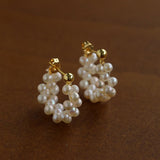 Aurora Bloom Woven Pearl Earrings - floysun
