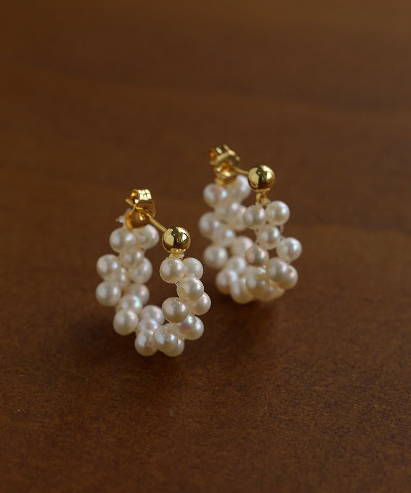 Aurora Bloom Woven Pearl Earrings - floysun