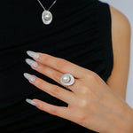 Aurora Edison Pearl Adjustable Ring - floysun