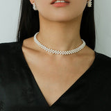 Aurora Lace Handwoven Pearl Necklace - floysun