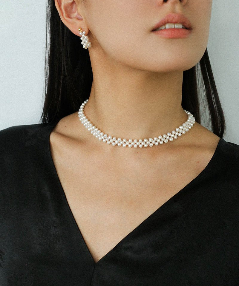 Aurora Lace Handwoven Pearl Necklace - floysun