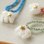 Auspicious Elephant Collection White Jade Carved Elephant Pendant Beaded Necklace - floysun