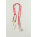 Auspicious Elephant Collection White Jade Carved Elephant Pendant Beaded Necklace - floysun