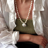 Auspicious Elephant Collection White Jade Elephant Necklace with Pearl - floysun