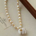 Auspicious Elephant Collection White Jade Elephant Necklace with Pearl - floysun