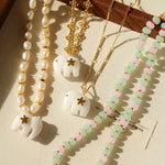 Auspicious Elephant Collection White Jade Elephant Necklace with Pearl - floysun