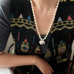 Auspicious Elephant Collection White Jade Elephant Necklace with Pearl - floysun